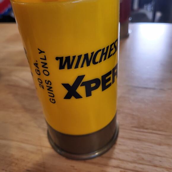Yellow Plastic Winchester Xpert Shotgun Shell Beer Mug Vintage - Picture 2 of 5